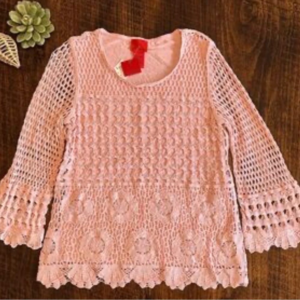 Christina Blush Crochet Spring Sweater